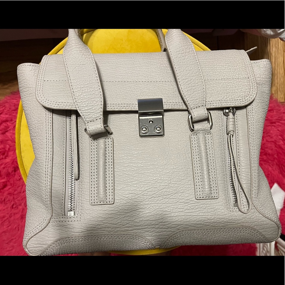 PHILLIP LIM Textured Calfskin Medium Pashli Satchel Milk.